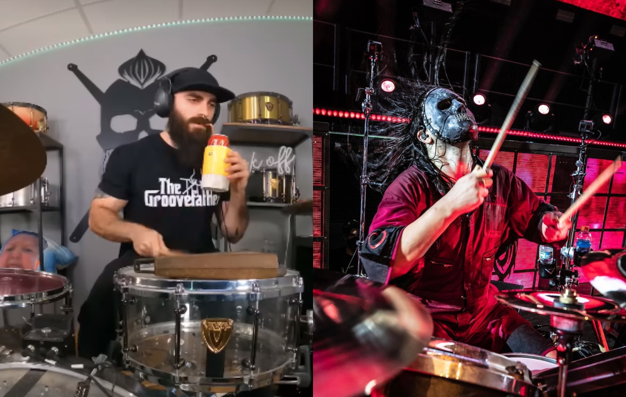 Regardez un batteur clouer une reprise de "Eyeless" de Slipknot d'une seule main tout en sirotant un soda