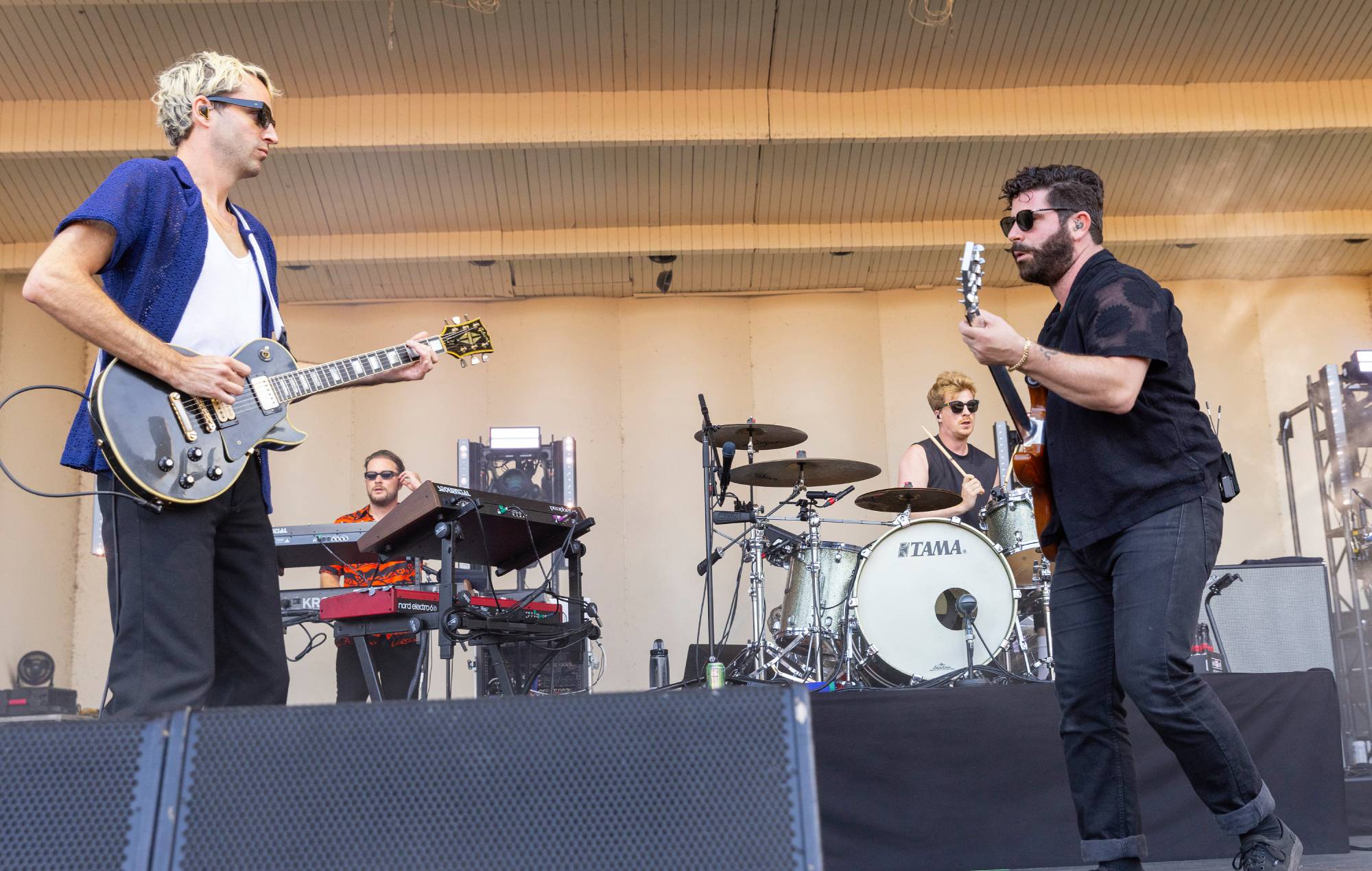 Jimmy Smith, Joe Price, Jack Bevan et Yannis Philippakis de Foals se produisent pendant Lollapalooza à Grant Park le 04 août 2023 à Chicago, Illinois.  Crédit : Barry Brecheisen/GETTY