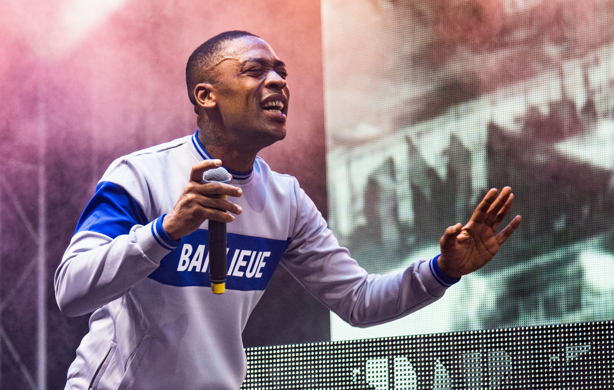 Wiley se produit sur scène lors de la deuxième journée du South West Four Festival 2019 à Clapham Common le 25 août 2019 à Londres, en Angleterre.