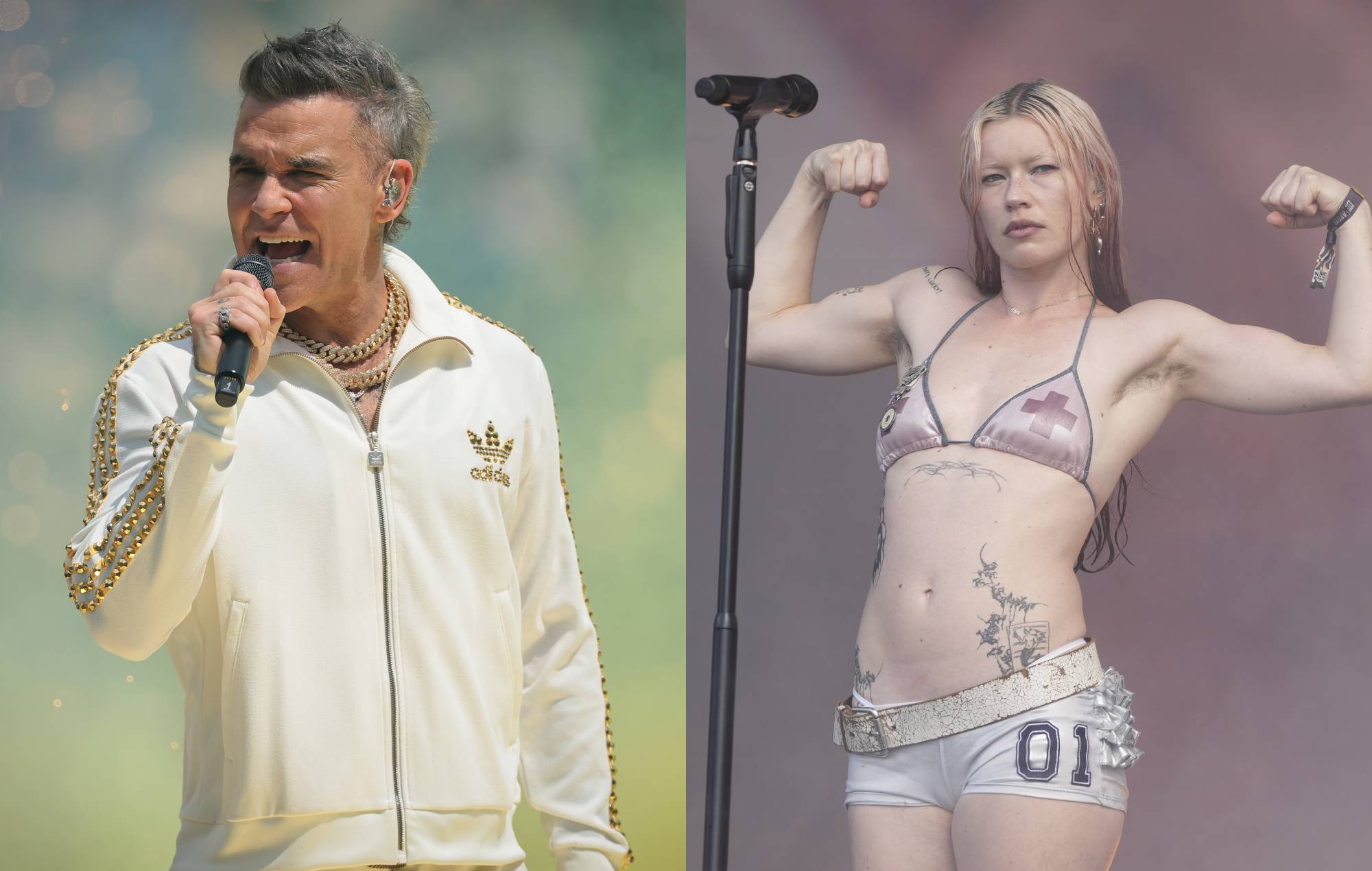 Regardez Robbie Williams donner une tournure effrontée à la « Chaise Longue » de Wet Leg dans le salon en direct de Radio 1 Anthems.