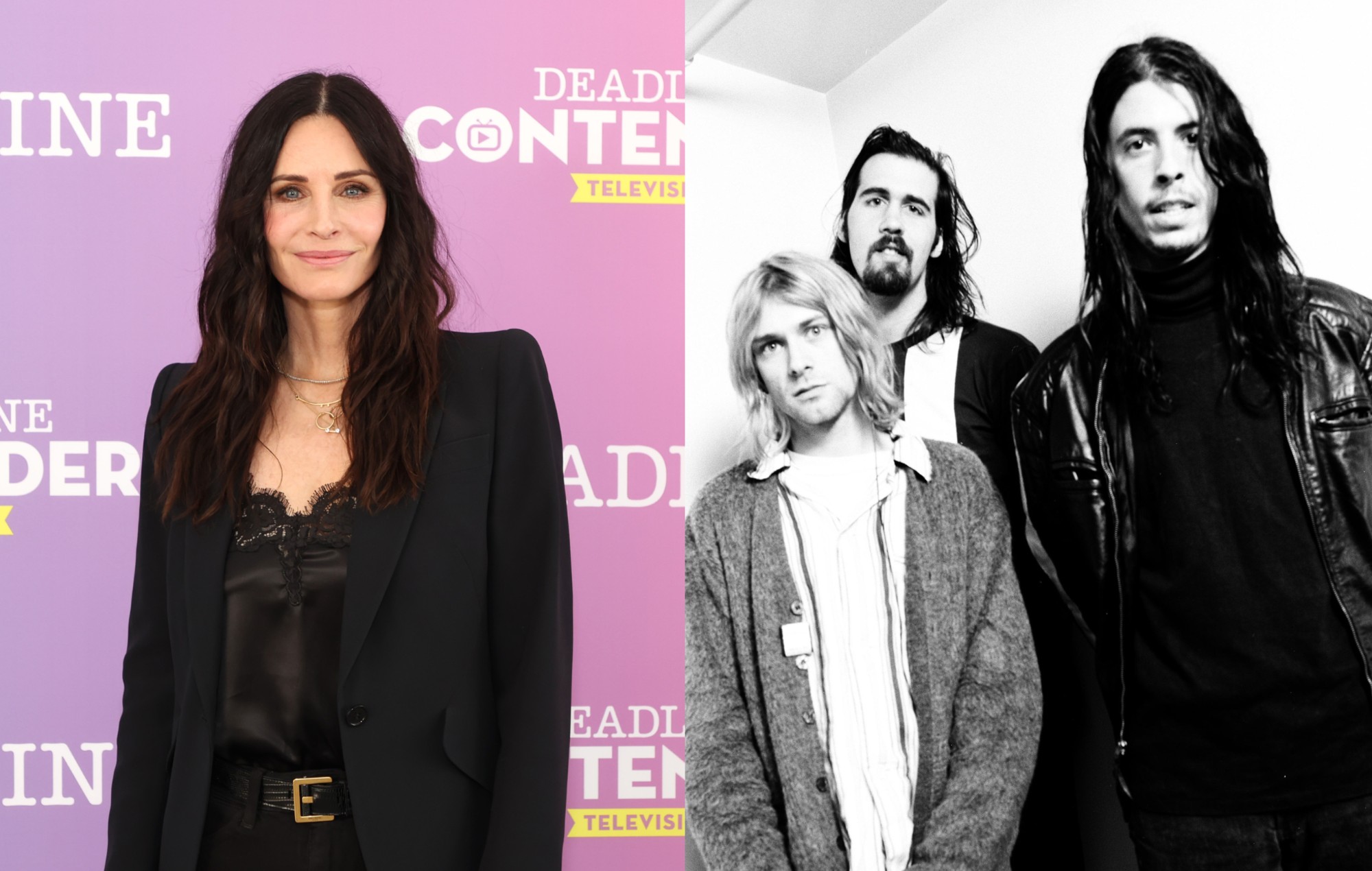 Regardez la star de `` Friends '' Courteney Cox Rip à travers `` Smellas Like Teen Spirit '' de Nirvana à la batterie