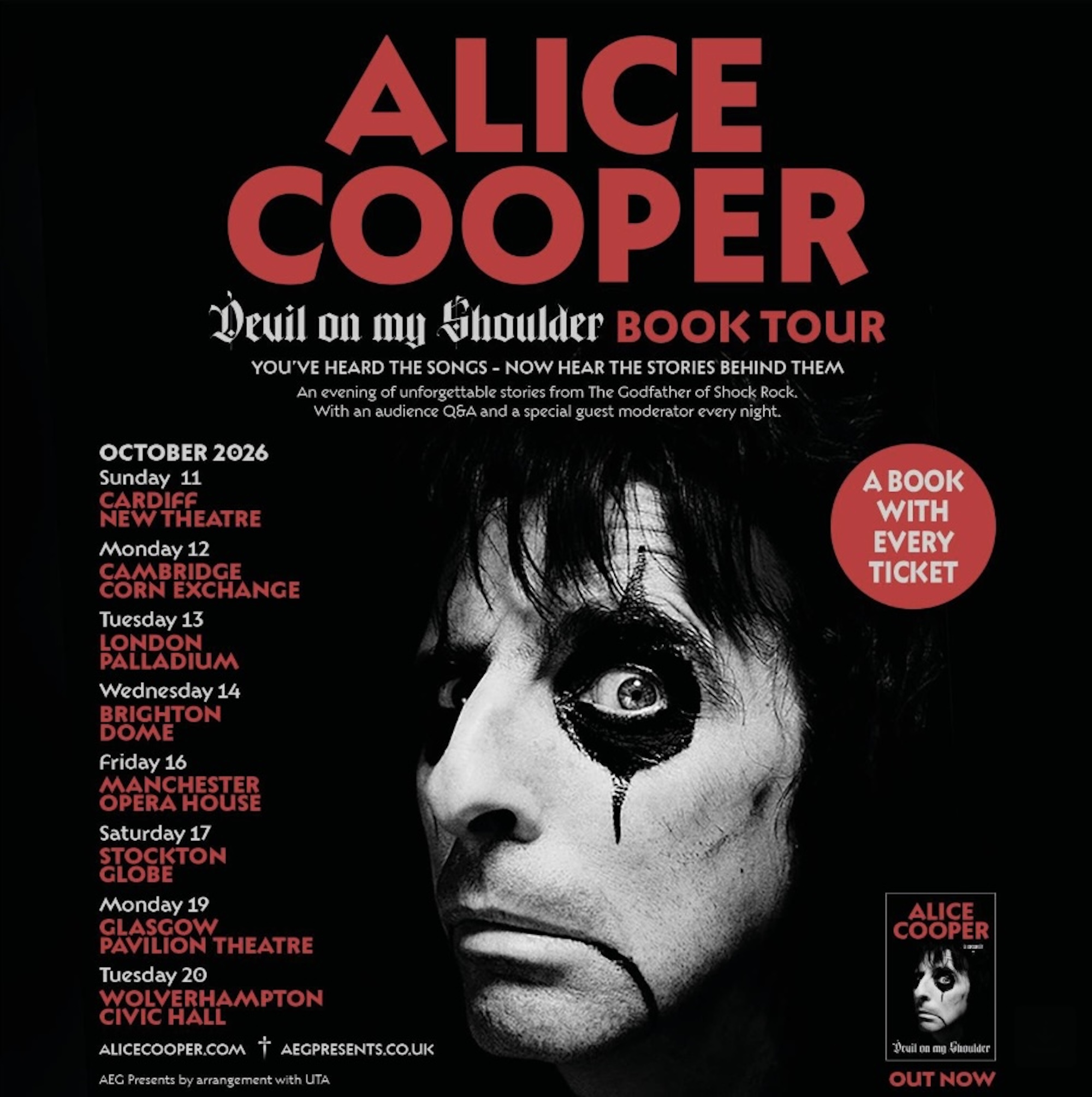 Affiche de la tournée du livre Alice Cooper