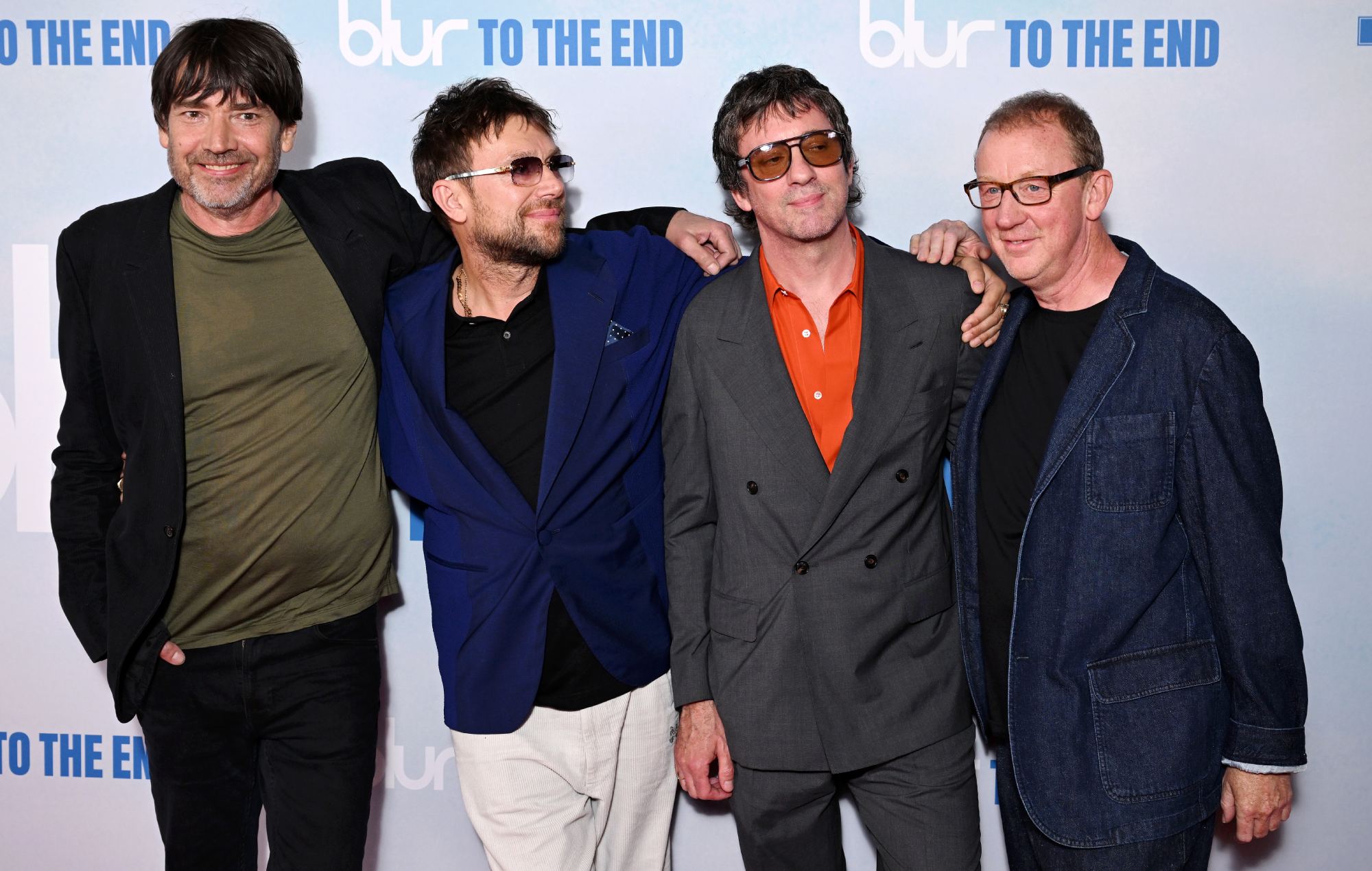 Alex James, Damon Albarn, Graham Coxon et Dave Rowntree de Blur assistent à la première de « Blur : To The End » à Londres en 2024 CRÉDIT : Jeff Spicer/Getty Images