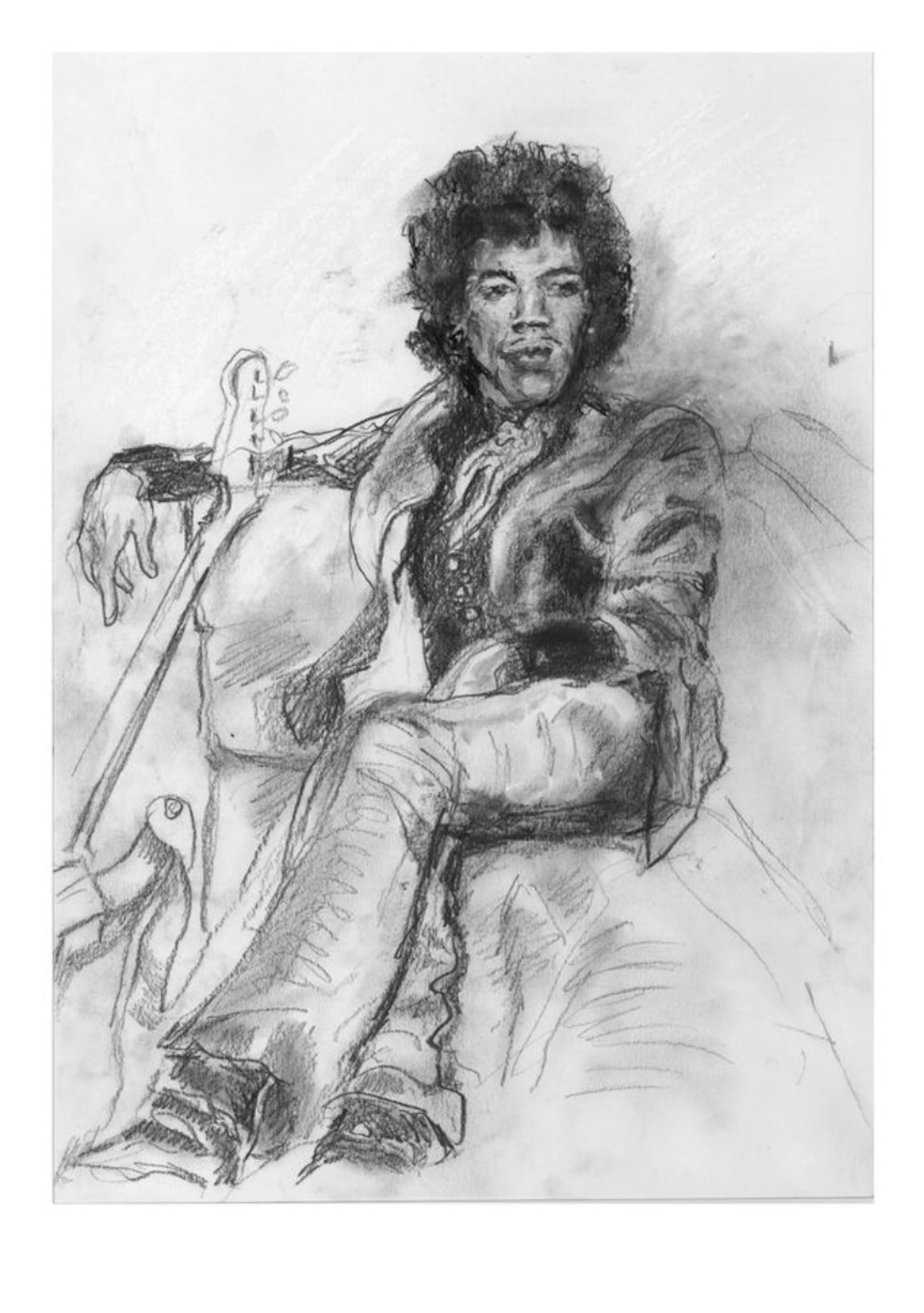 Peinture de Ronnie Wood de Jimi Hendrix pour l'exposition 2026. CRÉDIT : Presse