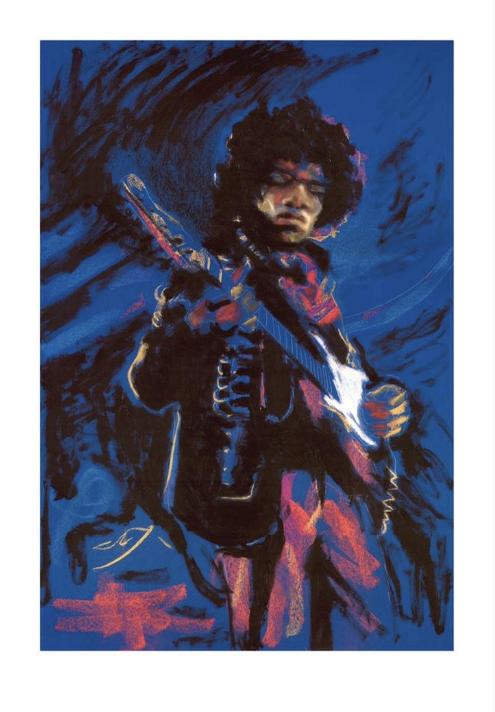 Peinture de Ronnie Wood de Jimi Hendrix pour l'exposition 2026. CRÉDIT : Presse